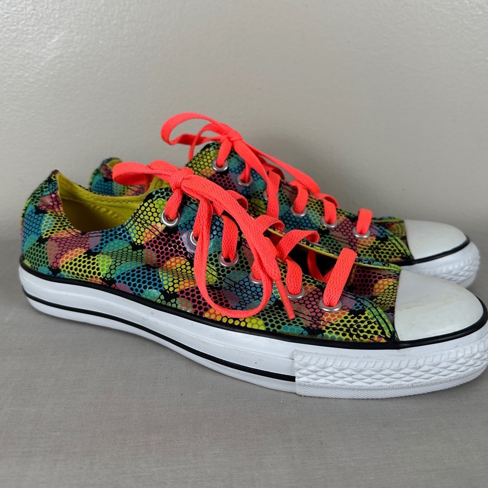 Converse Women's 9 Chuck Taylor All Star Low Top Multi-Color Heart Neon - Picture 2 of 8